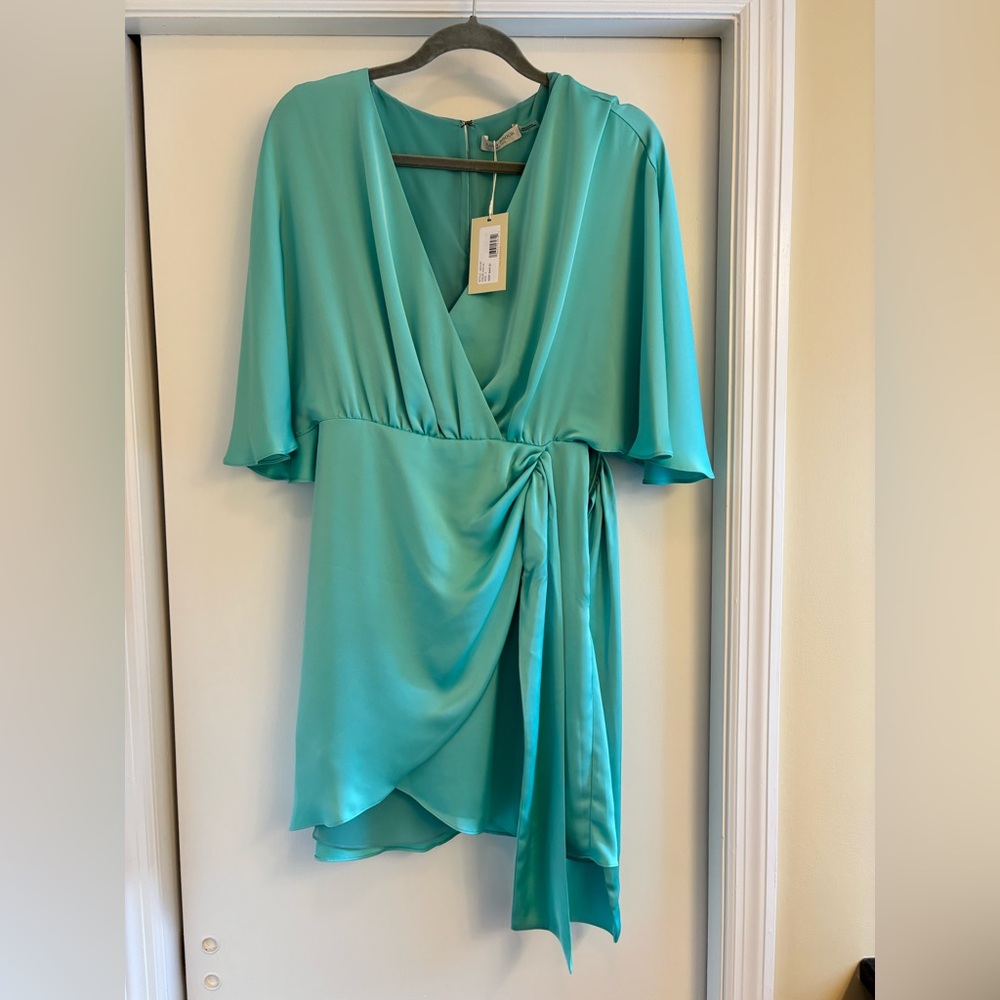 Ramy Brook Asymmetrical Aqua Dress
